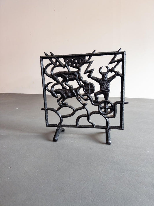 Brutalist Cast Iron Fireplace Screen by Olle Hermansson for Husqvarna – Sweden