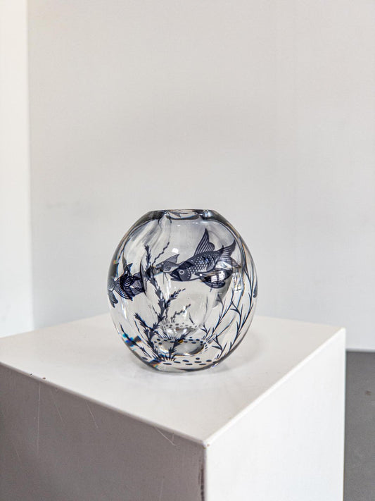 Rare Fish Graal Vase by Edward Hald for Orrefors