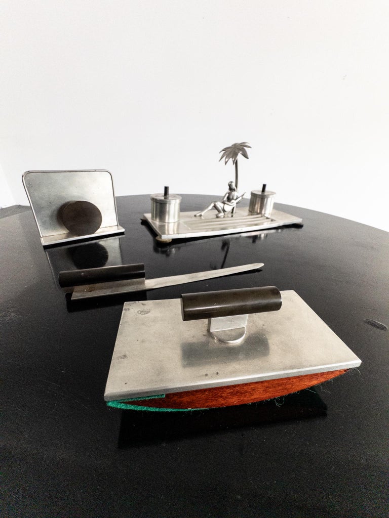 Art Deco Pewter Desk Set by Carl-Einar Borgström for Ystad Tenn, Sweden, 1930s