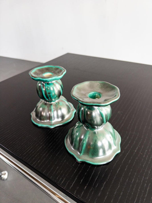 Pair of Art Deco Candlesticks by Upsala Ekeby, Sweden, 1930s