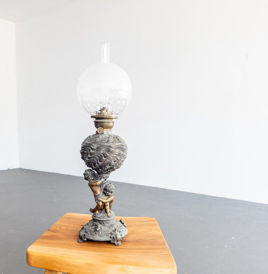 Antique German Oil Lamp with “Herold” Burner by Brendel & Löwig, Berlin, c. 1900