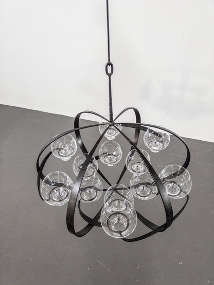 Rare Erik Höglund & Lars Larsson “Ovalen” Iron & Glass Chandelier