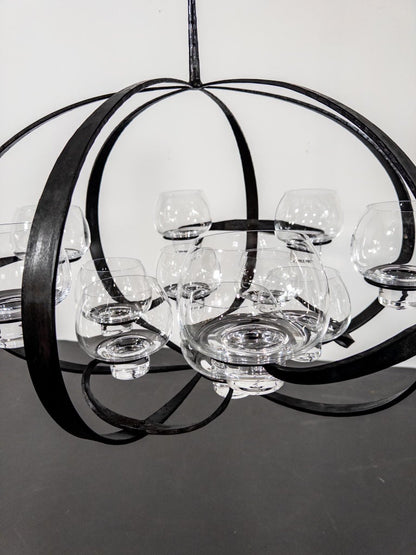 Rare Erik Höglund & Lars Larsson “Ovalen” Iron & Glass Chandelier