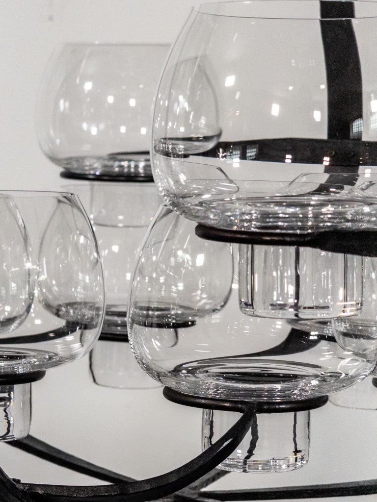 Rare Erik Höglund & Lars Larsson “Ovalen” Iron & Glass Chandelier