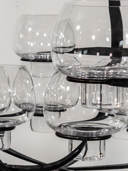 Rare Erik Höglund & Lars Larsson “Ovalen” Iron & Glass Chandelier