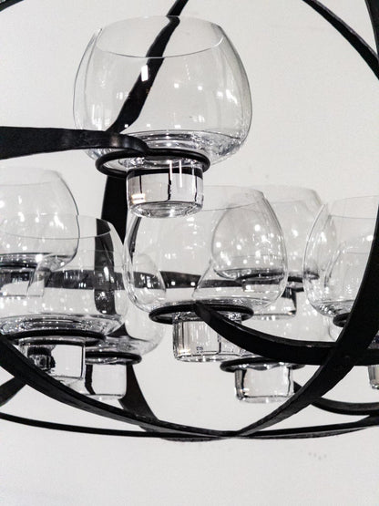 Rare Erik Höglund & Lars Larsson “Ovalen” Iron & Glass Chandelier