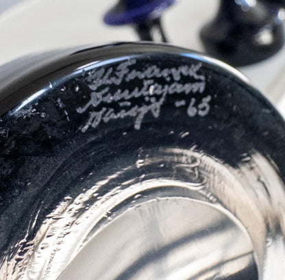 Set of Six Sculptural Blue Glass Vases by Kaj Franck, Nuutajärvi Notsjö, Finland