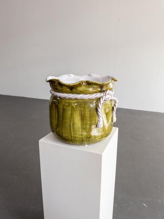 Vintage Italian Rope Tassel Cachepot Planter – Circa 1960