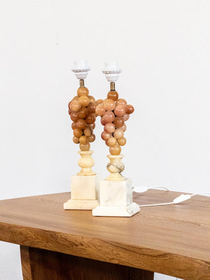 Pair of Italian Alabaster Grape Table Lamps – 1950s