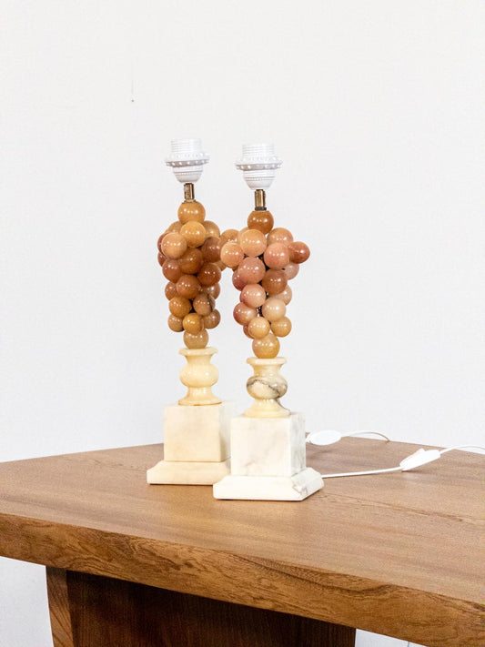 Pair of Italian Alabaster Grape Table Lamps – 1950s