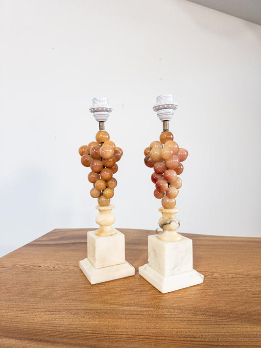 Pair of Italian Alabaster Grape Table Lamps – 1950s