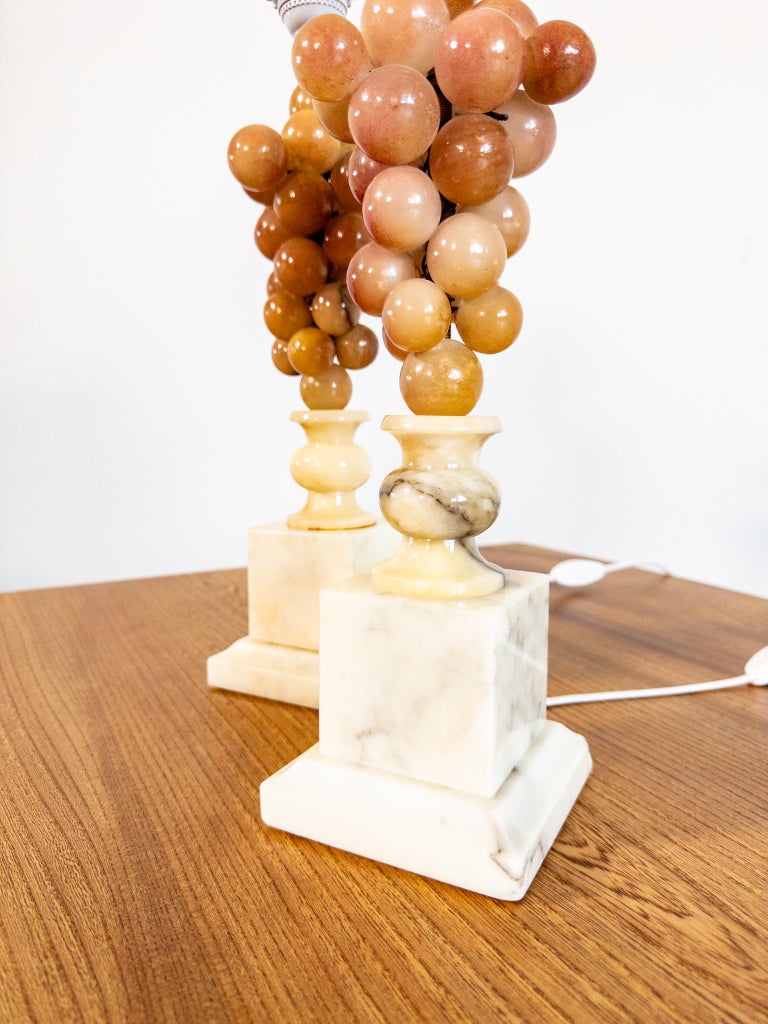 Pair of Italian Alabaster Grape Table Lamps – 1950s