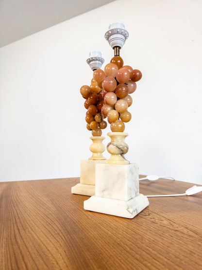 Pair of Italian Alabaster Grape Table Lamps – 1950s