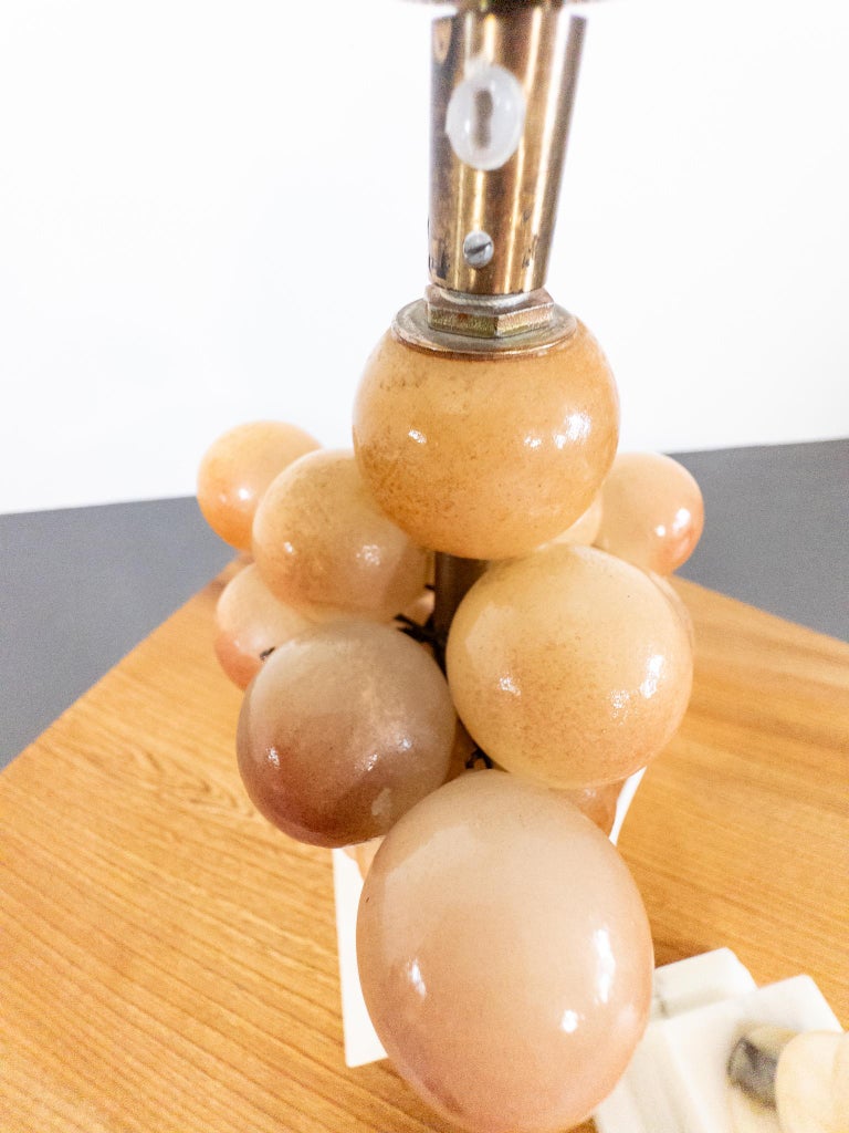 Pair of Italian Alabaster Grape Table Lamps – 1950s