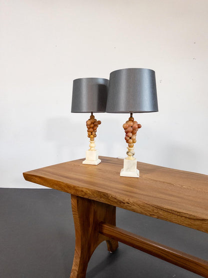 Pair of Italian Alabaster Grape Table Lamps – 1950s