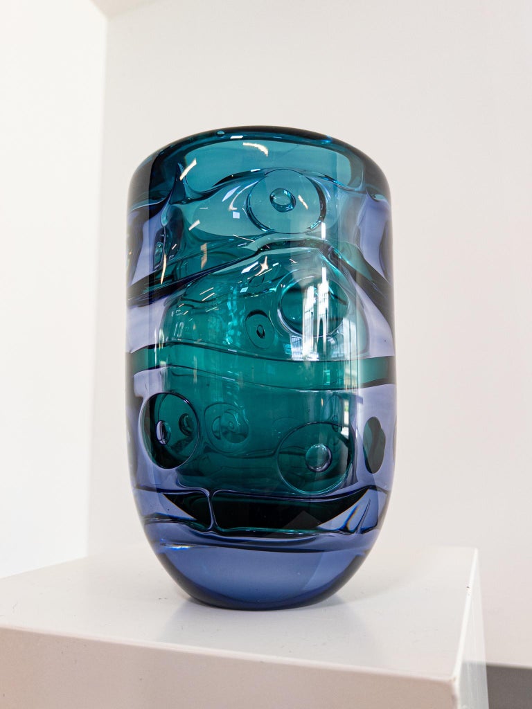“Blue Skies” by Bengt Edenfalk – Unique Art Glass Vase