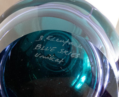 “Blue Skies” by Bengt Edenfalk – Unique Art Glass Vase