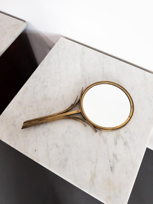 Double-Sided Hand Mirror by Ivar Ålenius Björk for Ystad-Metall, Sweden, 1940s