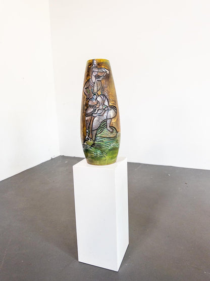 Monumental Floor Vase by Marian Zawadzki, Signed and Dated 1965