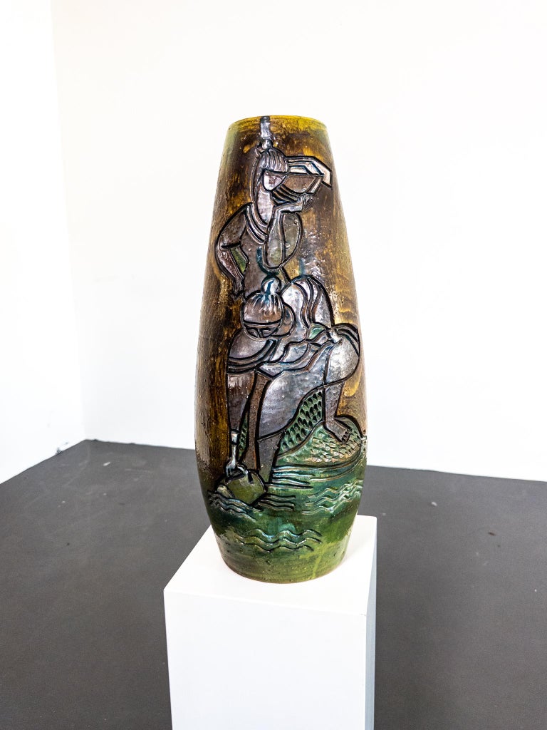 Monumental Floor Vase by Marian Zawadzki, Signed and Dated 1965