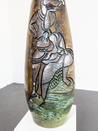 Monumental Floor Vase by Marian Zawadzki, Signed and Dated 1965