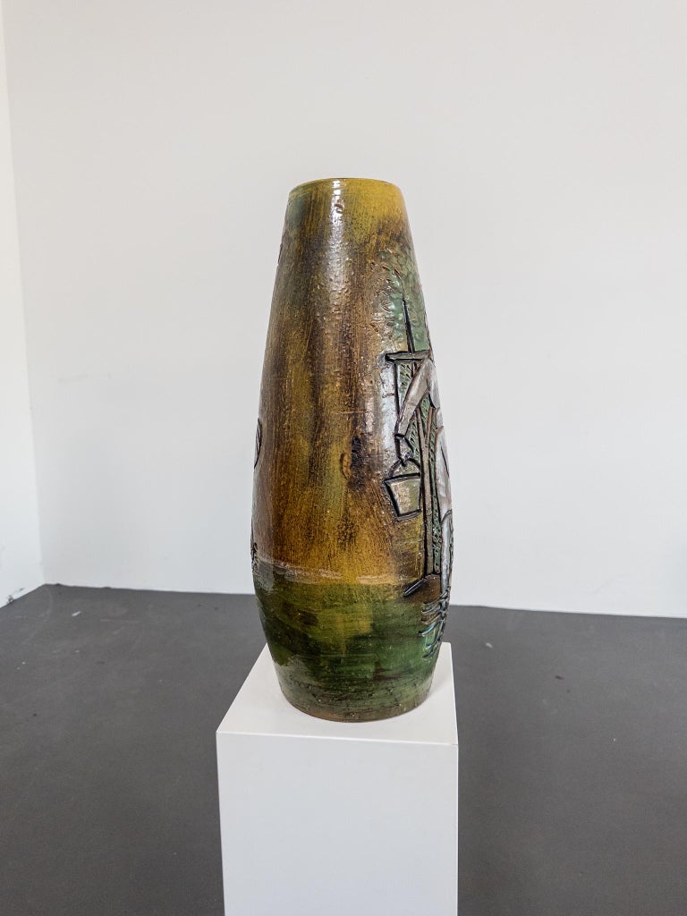 Monumental Floor Vase by Marian Zawadzki, Signed and Dated 1965