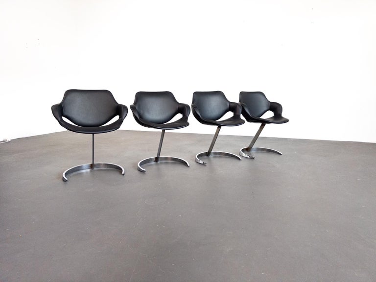 Set of Four Boris Tabakoff dining Chairs, France, 1970s