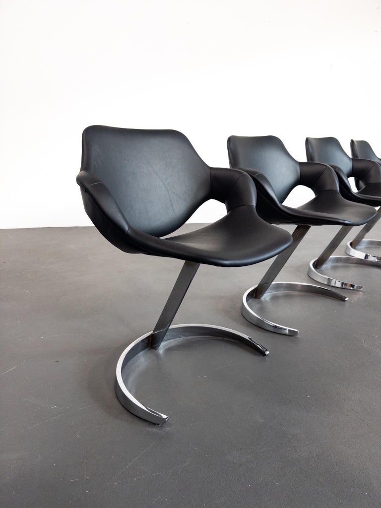 Set of Four Boris Tabakoff dining Chairs, France, 1970s