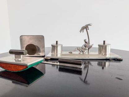 Art Deco Pewter Desk Set by Carl-Einar Borgström for Ystad Tenn, Sweden, 1930s