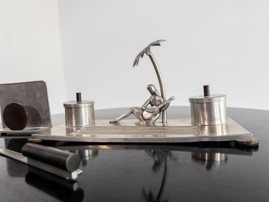 Art Deco Pewter Desk Set by Carl-Einar Borgström for Ystad Tenn, Sweden, 1930s