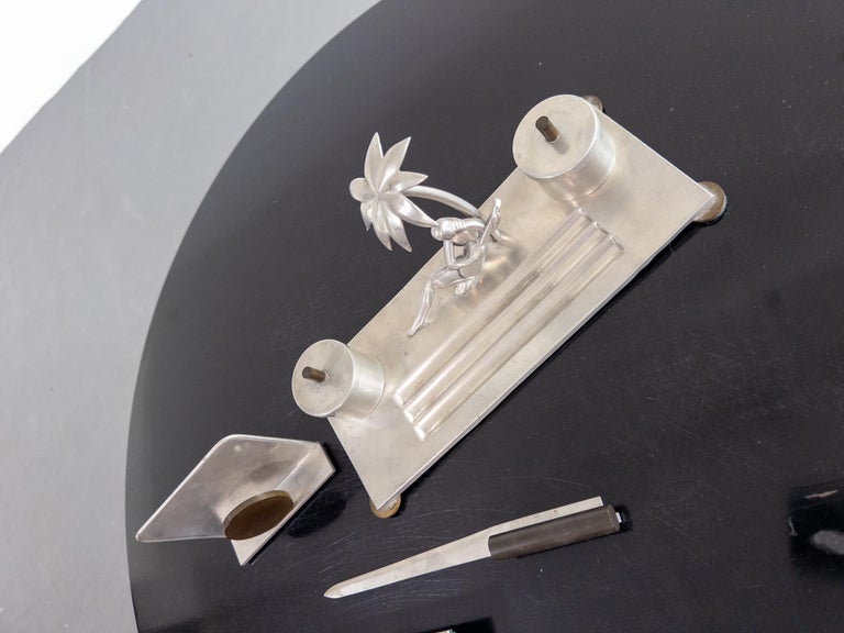 Art Deco Pewter Desk Set by Carl-Einar Borgström for Ystad Tenn, Sweden, 1930s