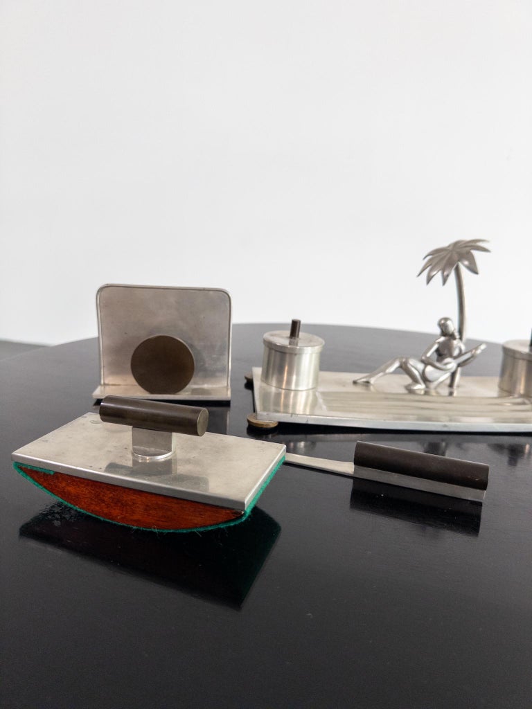 Art Deco Pewter Desk Set by Carl-Einar Borgström for Ystad Tenn, Sweden, 1930s