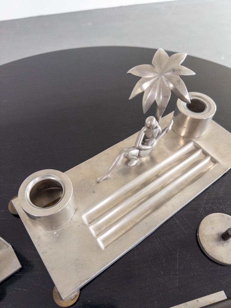 Art Deco Pewter Desk Set by Carl-Einar Borgström for Ystad Tenn, Sweden, 1930s