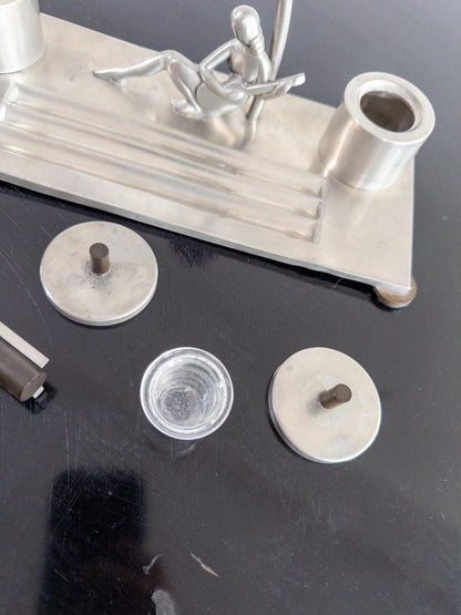 Art Deco Pewter Desk Set by Carl-Einar Borgström for Ystad Tenn, Sweden, 1930s