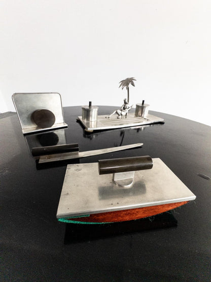 Art Deco Pewter Desk Set by Carl-Einar Borgström for Ystad Tenn, Sweden, 1930s