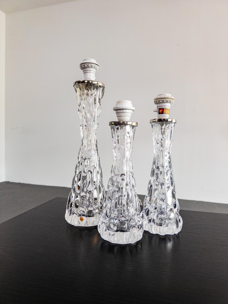 Sculptural Glass Table Lamps by Carl Fagerlund for Orrefors, Sweden, 1960s