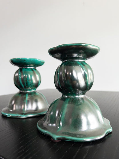 Pair of Art Deco Candlesticks by Upsala Ekeby, Sweden, 1930s