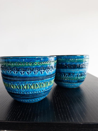Pair of “Rimini Blue” Ceramic Planters by Aldo Londi for Bitossi, Italy, 1960s
