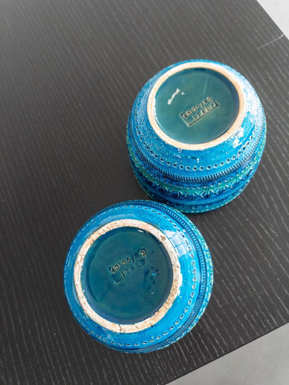 Pair of “Rimini Blue” Ceramic Planters by Aldo Londi for Bitossi, Italy, 1960s