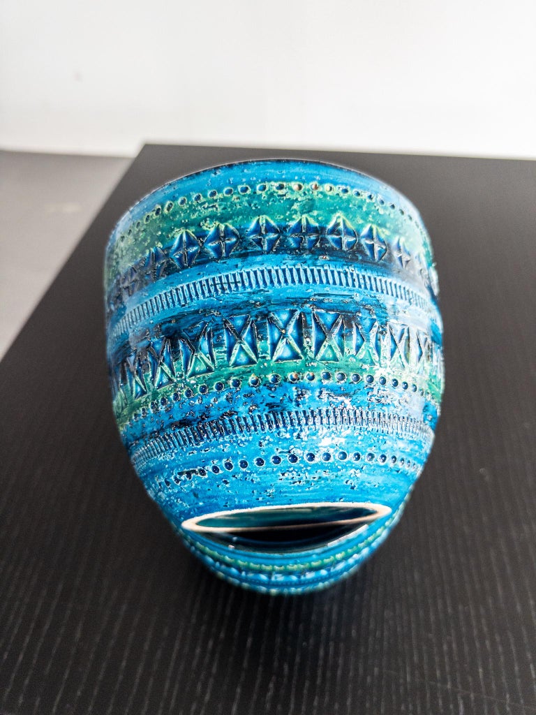 Pair of “Rimini Blue” Ceramic Planters by Aldo Londi for Bitossi, Italy, 1960s