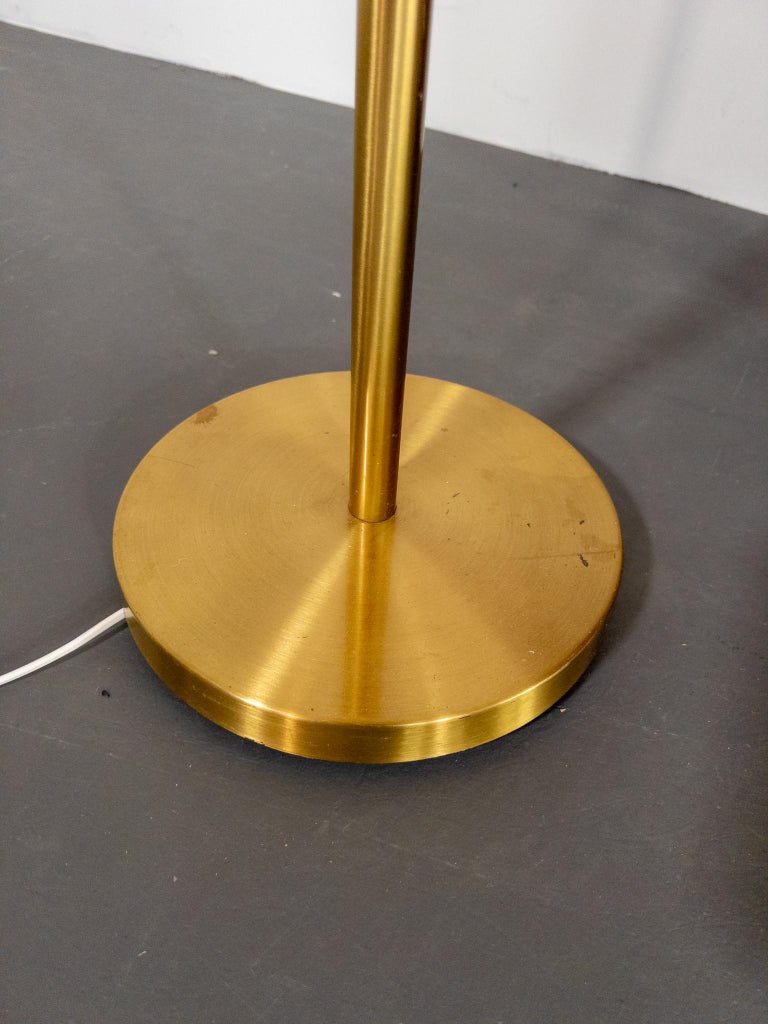 Bo Notini for Glössner – Etched Glass and Brass Floor Lamp, Sweden, c. 1940s