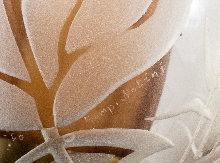 Bo Notini for Glössner – Etched Glass and Brass Floor Lamp, Sweden, c. 1940s