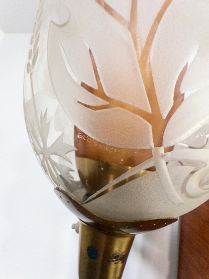 Bo Notini for Glössner – Etched Glass and Brass Floor Lamp, Sweden, c. 1940s