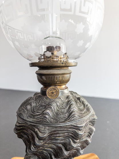 Antique German Oil Lamp with “Herold” Burner by Brendel & Löwig, Berlin, c. 1900