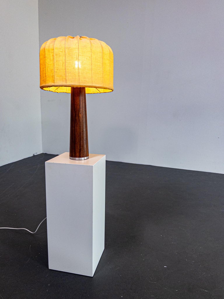 Swedish Mid-Century Rosewood Table Lamp with Original Shade, 1960s