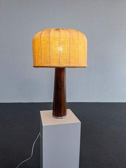 Swedish Mid-Century Rosewood Table Lamp with Original Shade, 1960s