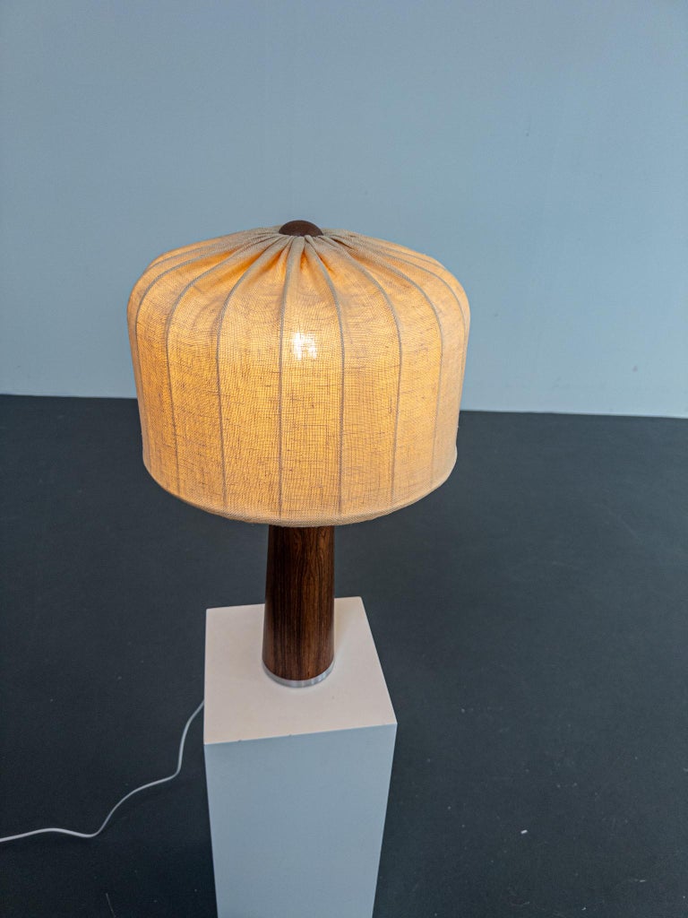 Swedish Mid-Century Rosewood Table Lamp with Original Shade, 1960s