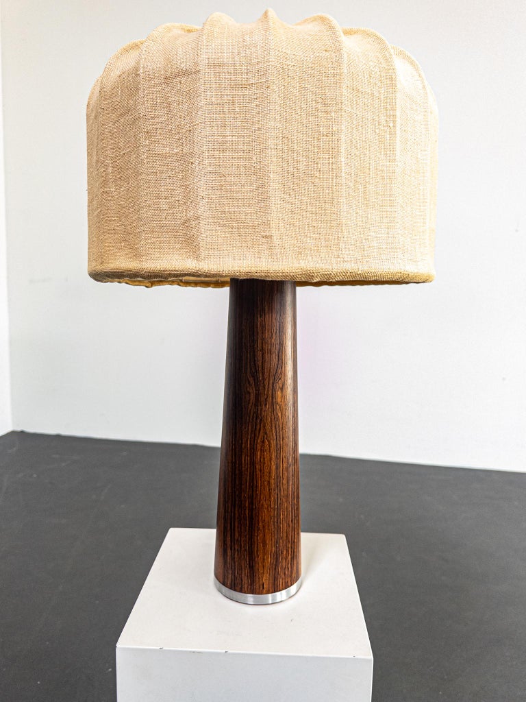 Swedish Mid-Century Rosewood Table Lamp with Original Shade, 1960s