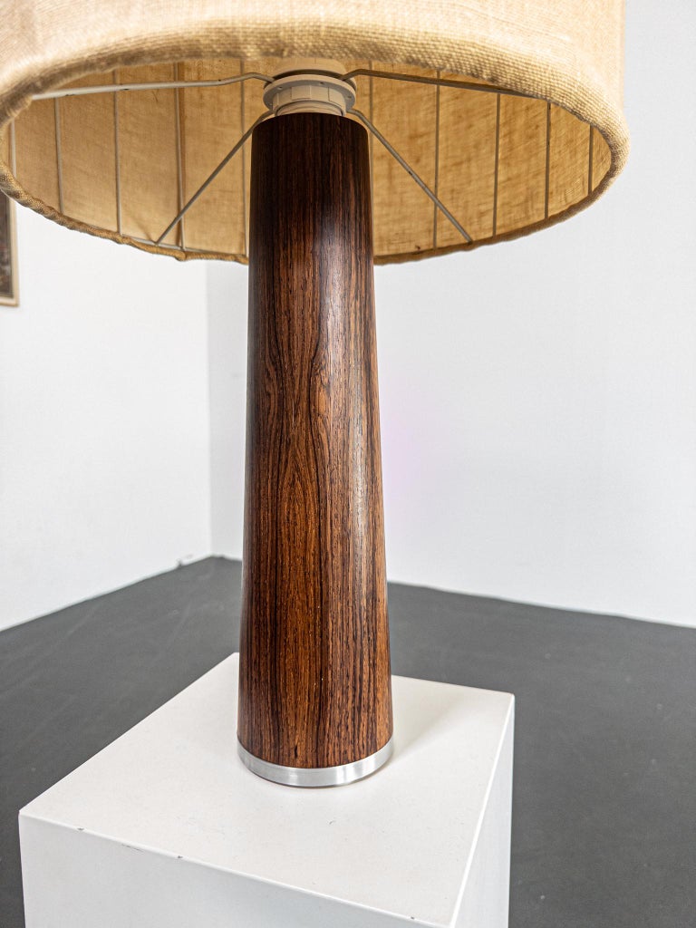 Swedish Mid-Century Rosewood Table Lamp with Original Shade, 1960s
