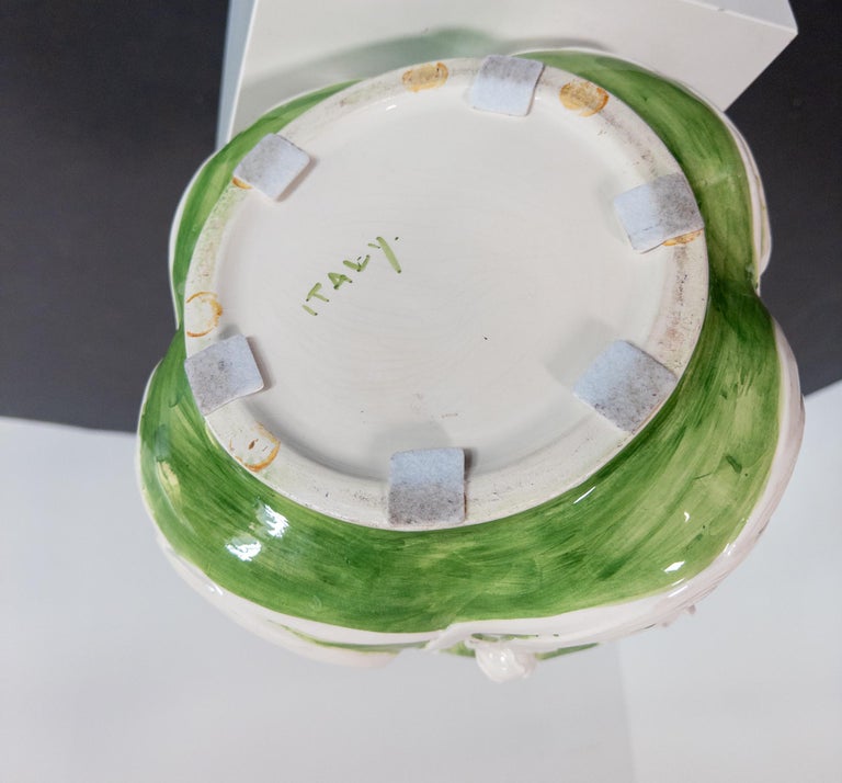 Italian Mid-Century Majolica Cachepot with Iris Relief, c. 1950s–70s